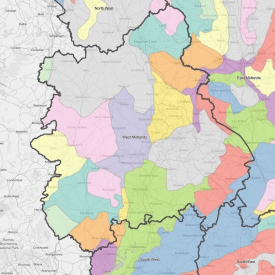 Map of the West Midlands